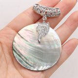 Natural Stone Shell Pendant Round Charms For Jewelry Making