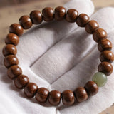 Natural Stone Hetian Jade Bracelet Wooden Bead Ornaments Men Jewelry