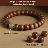 Natural Stone Hetian Jade Bracelet Wooden Bead Ornaments Men Jewelry