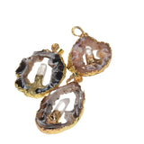 Natural Stone Slice Geode Druzy Pendant for Women Jewelry Making