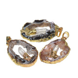 Natural Stone Slice Geode Druzy Pendant for Women Jewelry Making