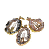 Natural Stone Slice Geode Druzy Pendant for Women Jewelry Making