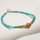 Small Turquoise Beads Women Bracelet - Colorful Beads Copper Plated Jewelry