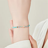 Small Turquoise Beads Women Bracelet - Colorful Beads Copper Plated Jewelry