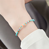 Small Turquoise Beads Women Bracelet - Colorful Beads Copper Plated Jewelry