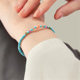 Small Turquoise Beads Women Bracelet - Colorful Beads Copper Plated Jewelry