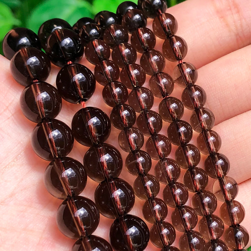 Smoky Quartz Crystal Round Beads 4-12mm for Jewelry Making 15''