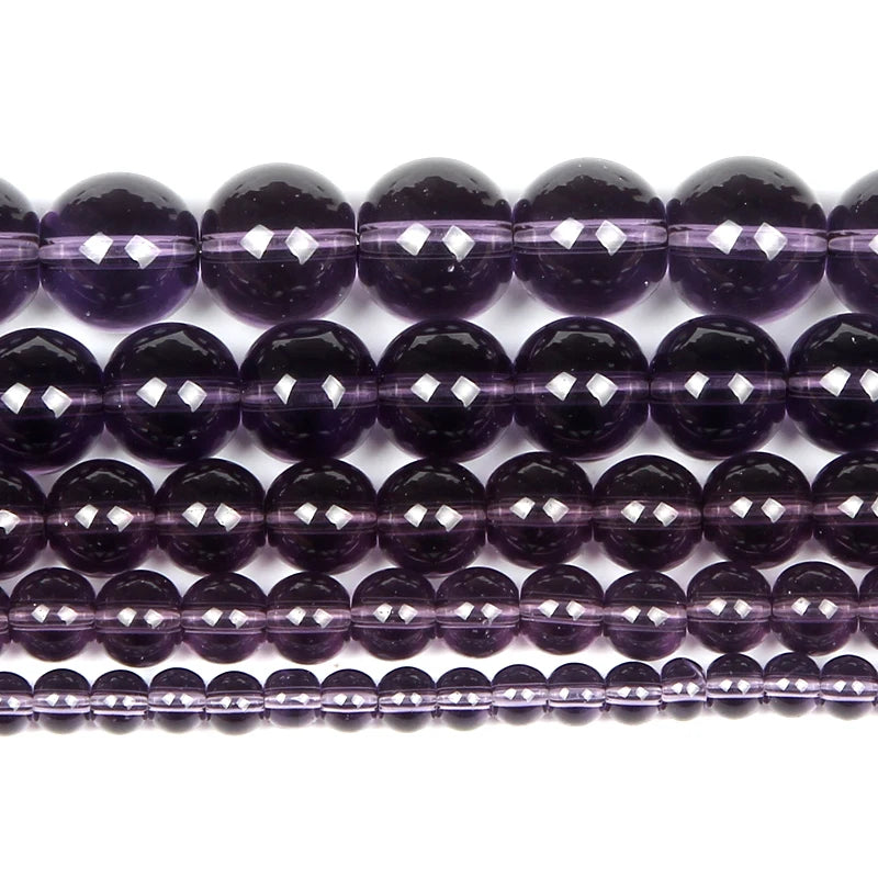 Purple Glass Charm Round Loose Beads for Jewelry Making 4-12MM