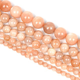 Smooth Sun Stone Charm Gem Round Loose Beads for Jewelry Making DIY Strand