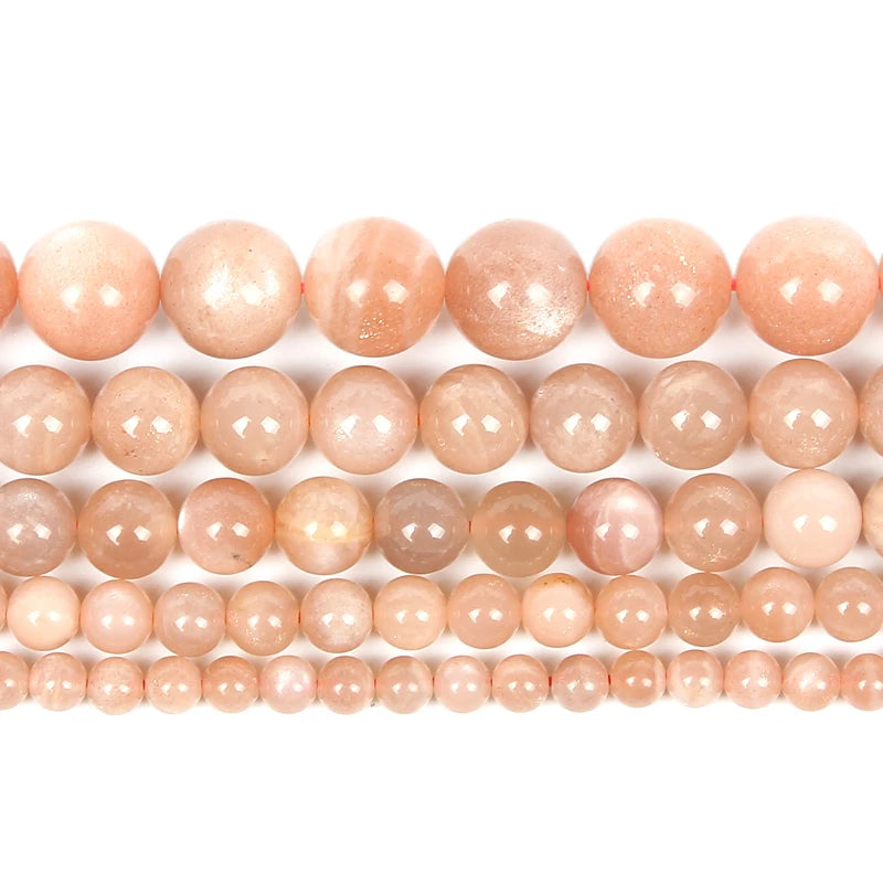 Smooth Sun Stone Charm Gem Round Loose Beads for Jewelry Making DIY Strand