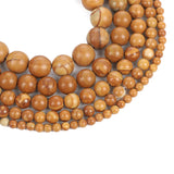Smooth Wood Veins Round Beads for Jewelry Making 4/6/8/10/12 MM