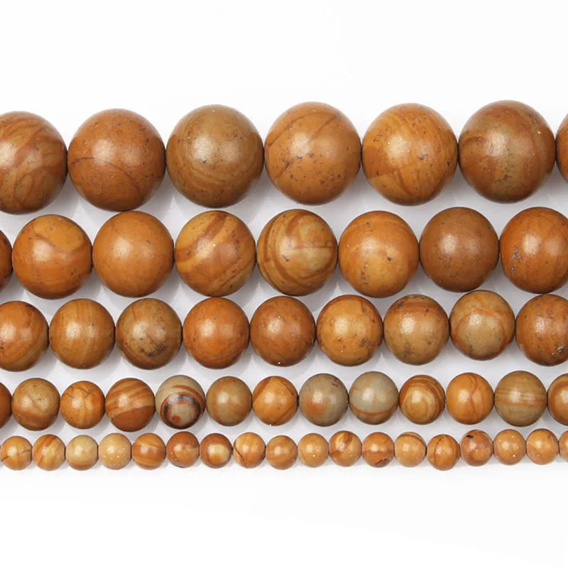 Smooth Wood Veins Round Beads for Jewelry Making 4/6/8/10/12 MM