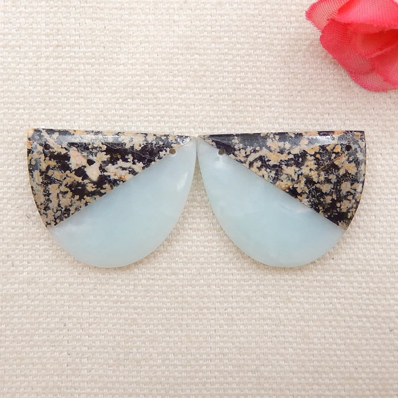 Natural Stone Snow Flake Amazonite Intarsia Earrings