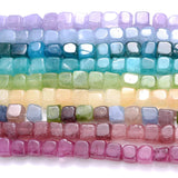Natural Stone Square Beads Tourmaline Aquamarines Mixed Gem Loose Spacer Cube Be