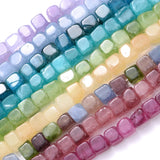 Natural Stone Square Beads Tourmaline Aquamarines Mixed Gem Loose Spacer Cube Be