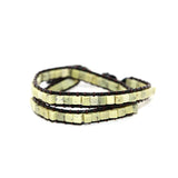 Natural Stone Square Pine Woven Bracelet Leather Rope Friendship Jewelry