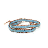 Natural Stone Square Pine Woven Bracelet Leather Rope Friendship Jewelry