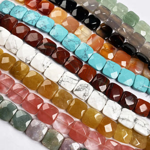 Natural Stone Square Faceted Beads Crystal Loose Beads for Jewelry Making