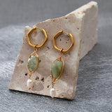 Natural Stone Stainless Steel Earrings 18K Plated