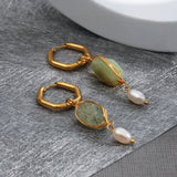 Natural Stone Stainless Steel Earrings 18K Plated