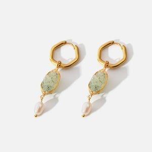 Natural Stone Stainless Steel Earrings 18K Plated