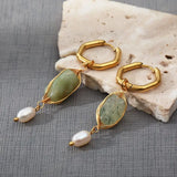 Natural Stone Stainless Steel Earrings 18K Plated