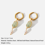 Natural Stone Stainless Steel Earrings 18K Plated