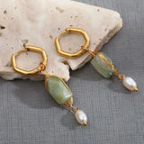 Natural Stone Stainless Steel Earrings 18K Plated