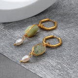 Natural Stone Stainless Steel Earrings 18K Plated