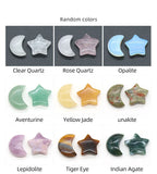 Rose Quartz Star Moon Carved Decoration Healing Crystal
