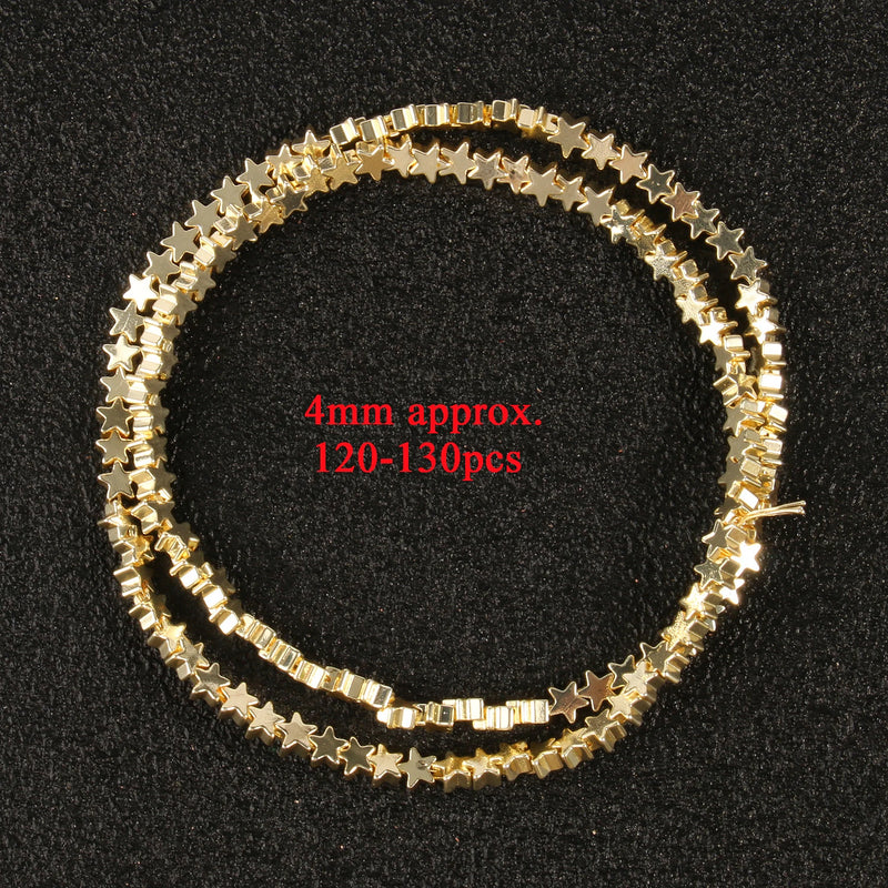 Star Shape 9K Plated Hematite Spacer Beads 15''4 6 8mm