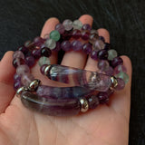 Stone Beads Bracelet Amethysts Fluorite Quartz Crystal Bar Charms