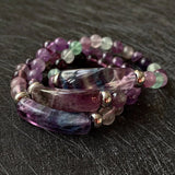 Stone Beads Bracelet Amethysts Fluorite Quartz Crystal Bar Charms