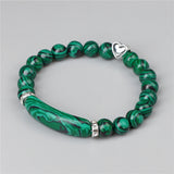 Green Aventurine Stone Bracelet with Bar Charm