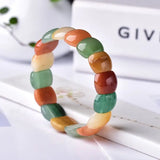 Green Quartz Aventurine Yellow Crystal Bar Charm Bracelet
