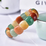 Green Quartz Aventurine Yellow Crystal Bar Charm Bracelet