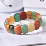 Green Quartz Aventurine Yellow Crystal Bar Charm Bracelet
