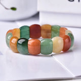 Green Quartz Aventurine Yellow Crystal Bar Charm Bracelet
