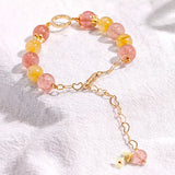 Stone Strawberry Quartz Citrine Bracelet for Women Good Luck Charm