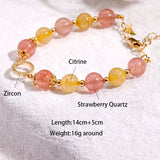 Stone Strawberry Quartz Citrine Bracelet for Women Good Luck Charm