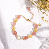 Stone Strawberry Quartz Citrine Bracelet for Women Good Luck Charm