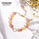 Stone Strawberry Quartz Citrine Bracelet for Women Good Luck Charm