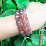 Strawberry Quartz Faceted Loose Spacer Beads 15''