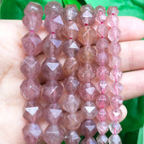 Strawberry Quartz Faceted Loose Spacer Beads 15''