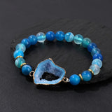 Stone Stripe Agates Bracelet Colorful Druzy Quartz Beads Charm Bracelet