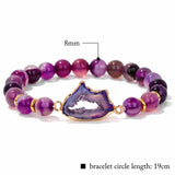 Stone Stripe Agates Bracelet Colorful Druzy Quartz Beads Charm Bracelet