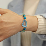 Stone Stripe Agates Bracelet Colorful Druzy Quartz Beads Charm Bracelet