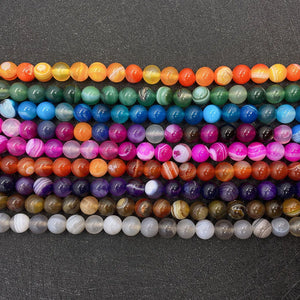 Striped Agate Beads 6mm8mm10mm Colored Agate Charm DIY Necklace