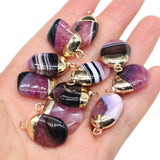 Striped Agates Pendants for Jewelry Making Diy