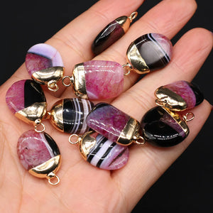 Striped Agates Pendants for Jewelry Making Diy